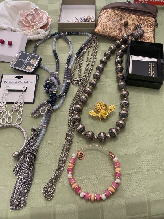 Costume Jewelry Including Necklaces, Bracelets, and Pins