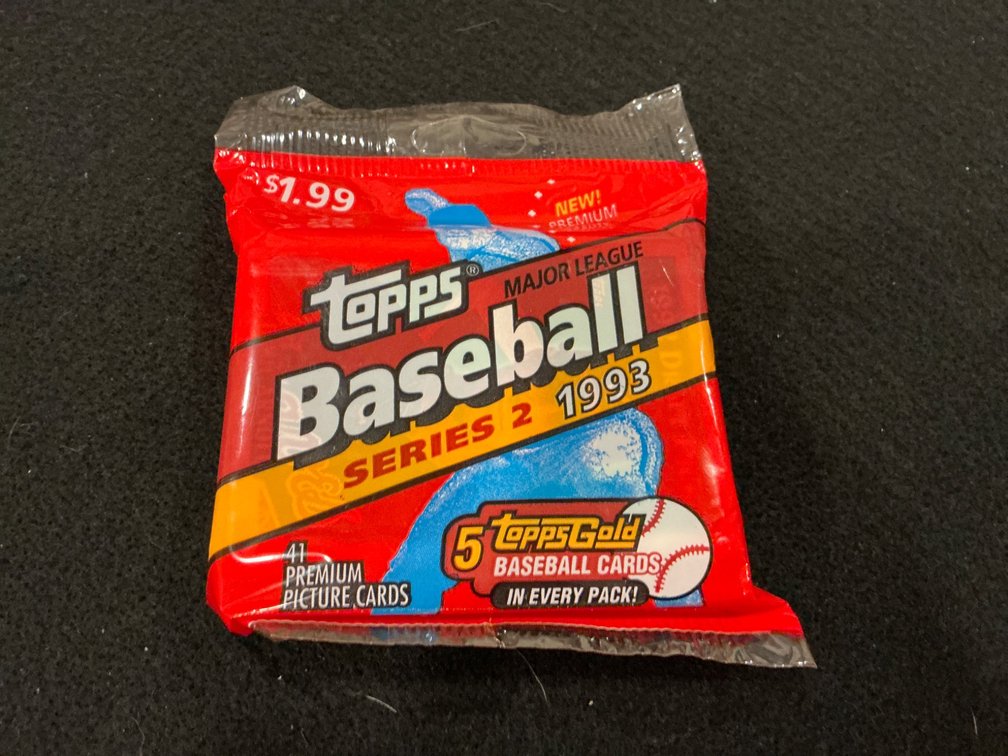 Unopened 1993 Topps Baseball Series 2 Pack With 5 Topps Gold Cards