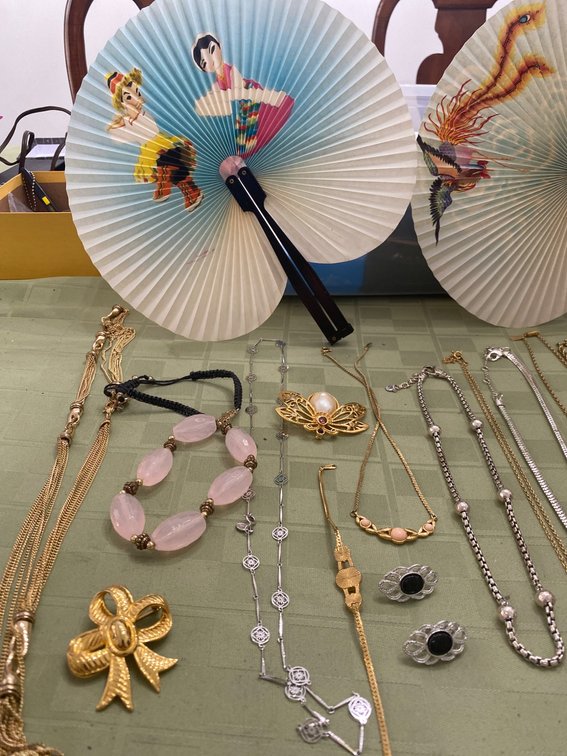 Jewelry Collection with Hand-Painted Fans