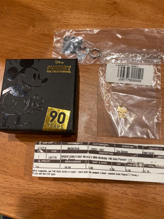 Disney Mickey 90th Birthday Gold Necklace and Bracelet Set