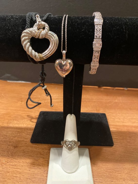 Jewelry Set Including Heart Pendants, Bracelet, and Ring