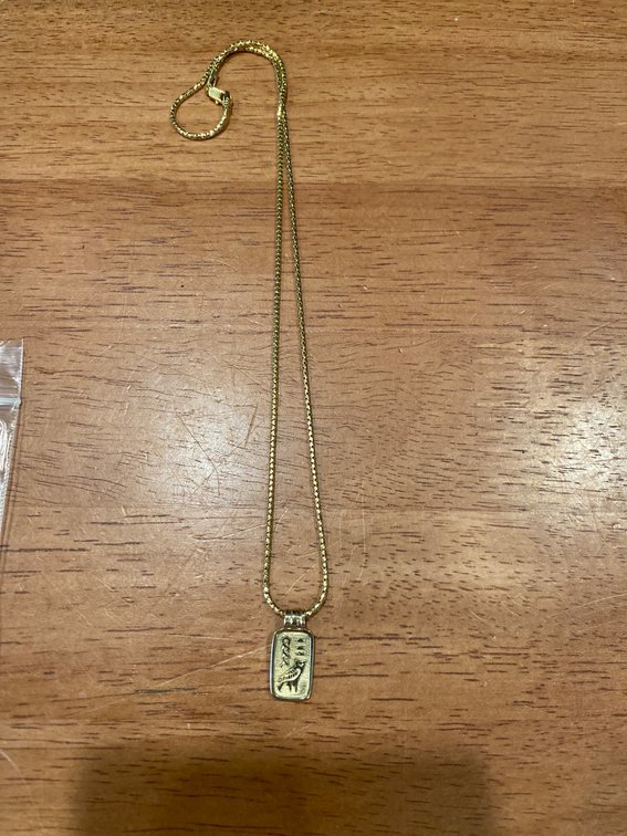 Gold Necklace With Hieroglyphic Pendant