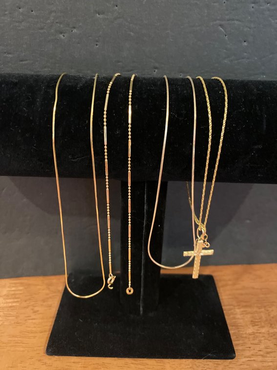 14Kt Gold Chains and Cross Pendant, Weighing 12.1 Grams