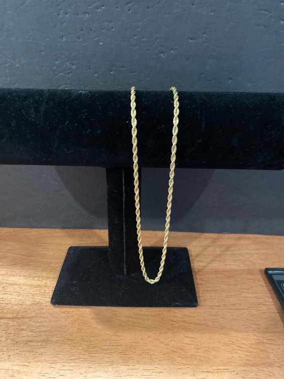14 Karat Gold Rope Chain Necklace, 11 Grams