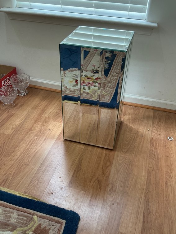 12 x 12 x 24 Mirrored End Table with Minor Edge Chipping – Den