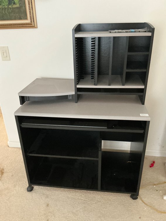 Black and Gray 35.5 x 20 Computer Desk with Multi-Level Shelving – LR