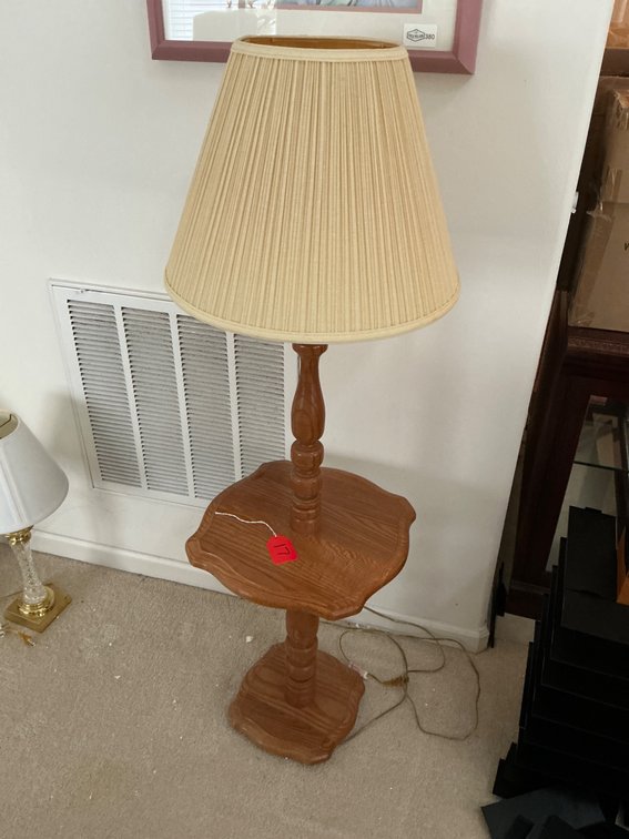 16 x 16 Wooden Side Table with Integrated Lamp and Shade