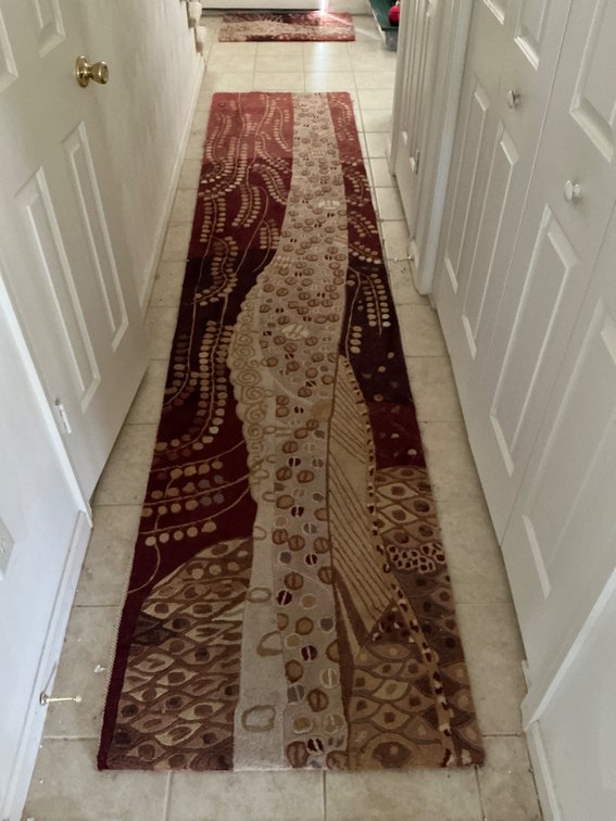 12-Foot Hallway Runner and Coordinating Door Mat with Abstract Design