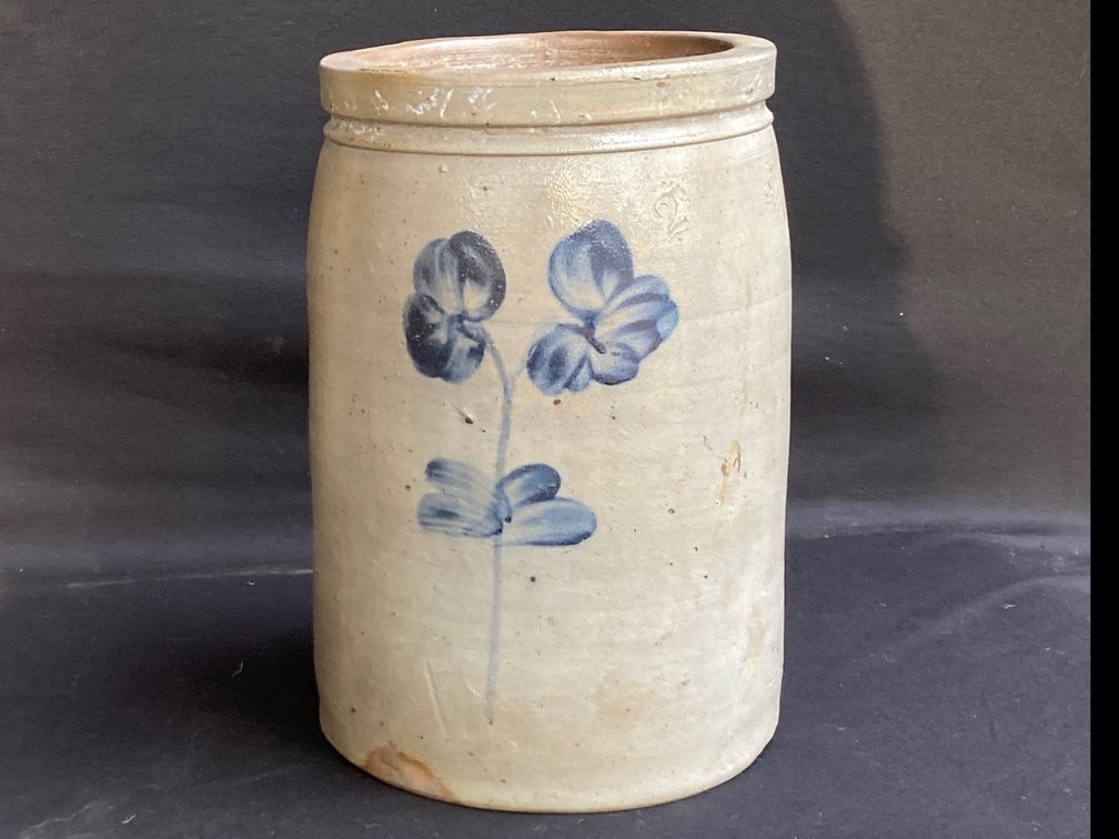 Stoneware Crock with Cobalt Design 