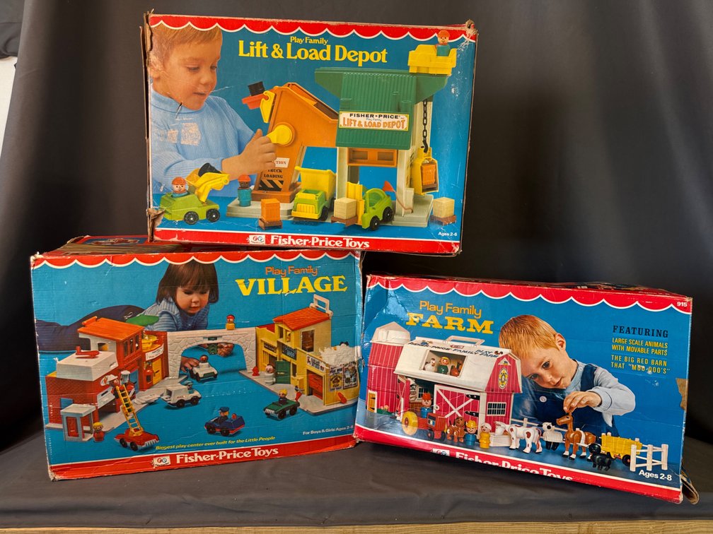 Fisher-Price Play Family Sets: Lift and Load Depot, Village, and Farm