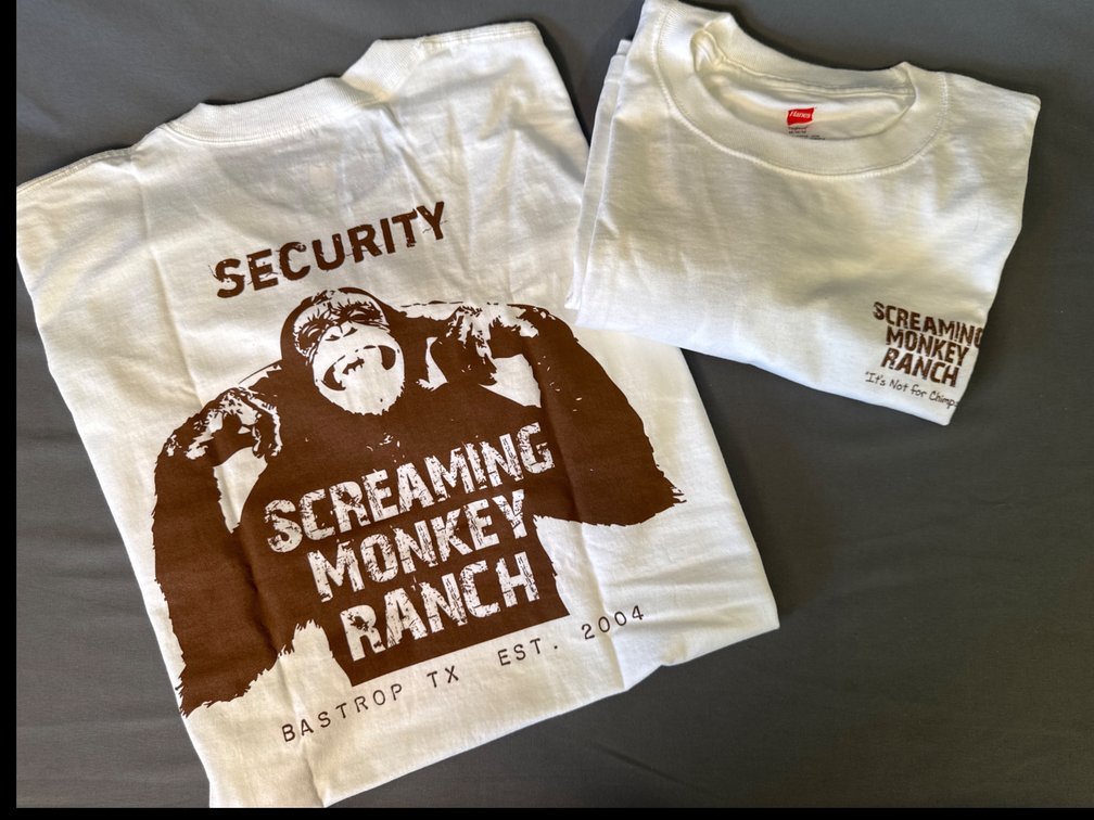 Vintage Screaming Monkey Ranch Security Graphic Tee Shirts