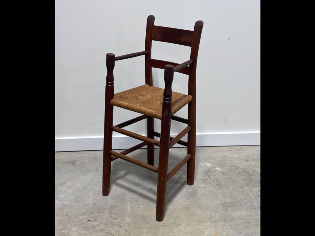 Walnut Slat Back High Chair