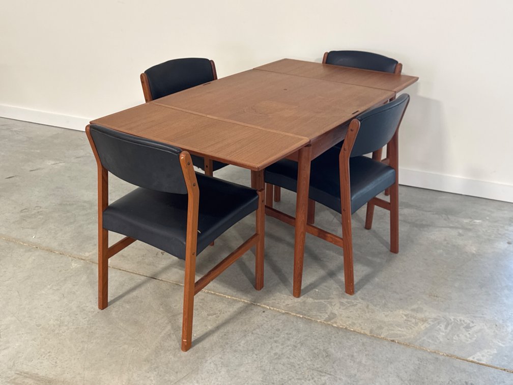 Danish Modern Teak Game Table by Carlo Jensen with 4 Chairs