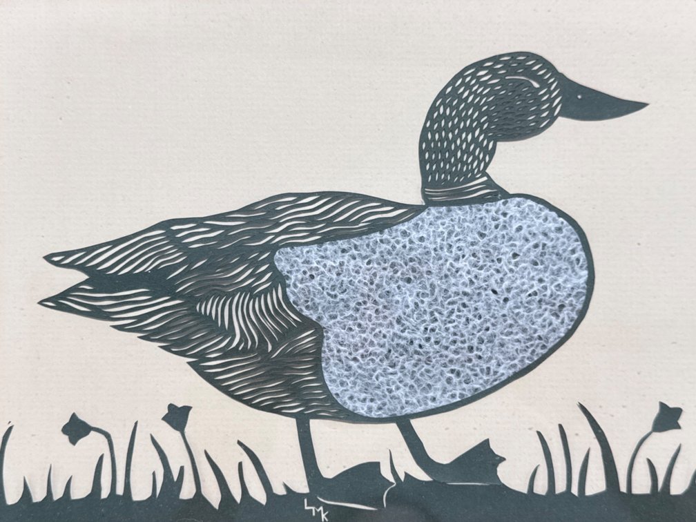 Framed Linocut Duck Print