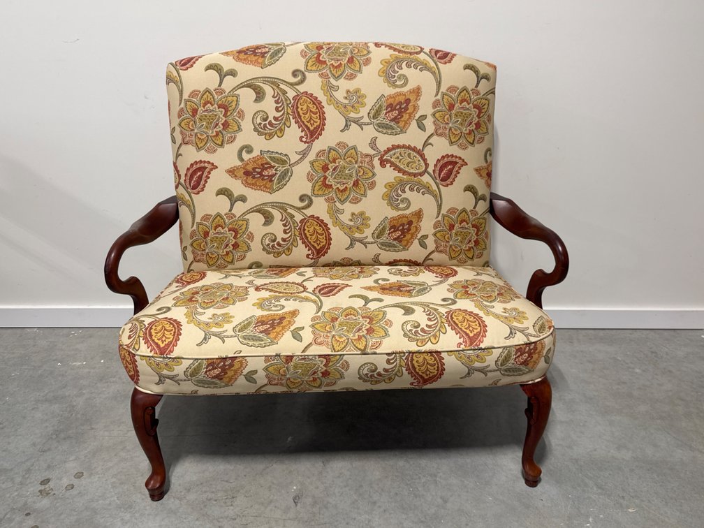 Contemporary Fireside Settee in Queen Anne Style