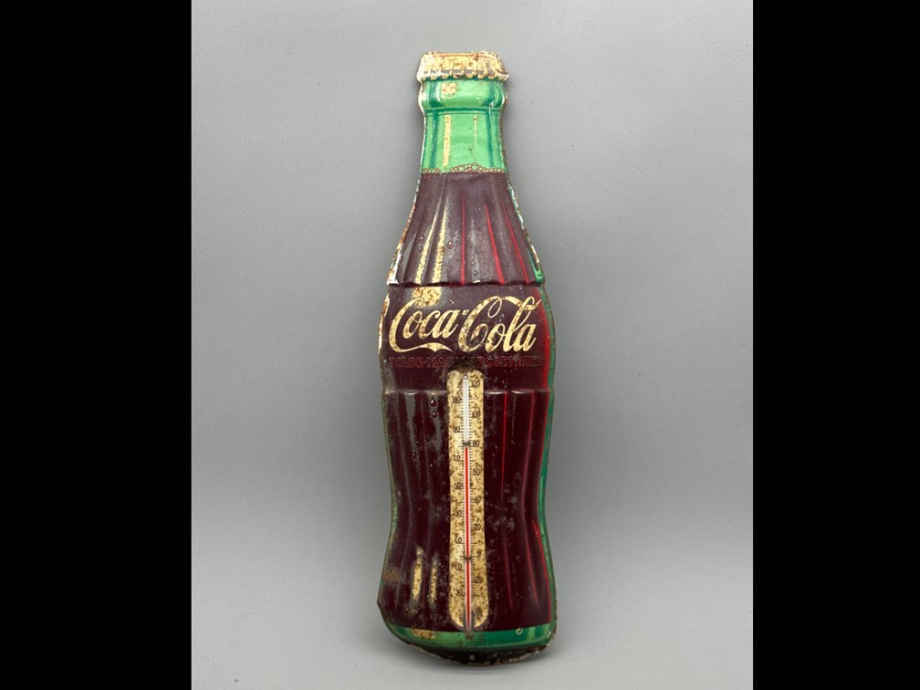 Coca-Cola Metal Contour Bottle Thermometer Sign