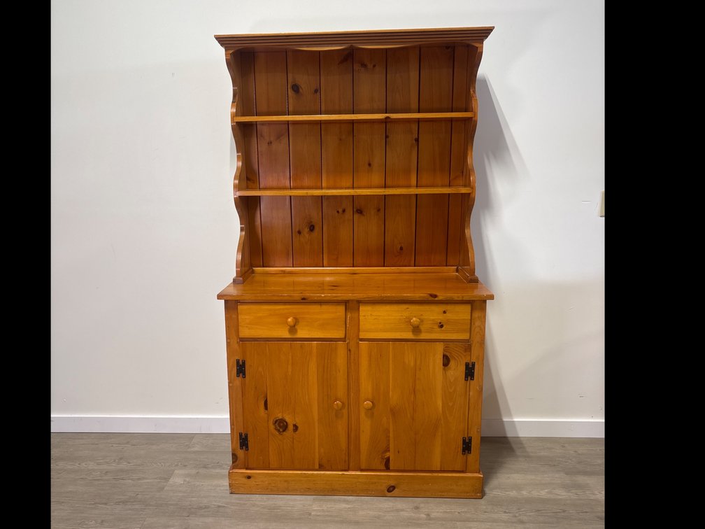 Knotty Pine Two-Piece Step-Back Hutch