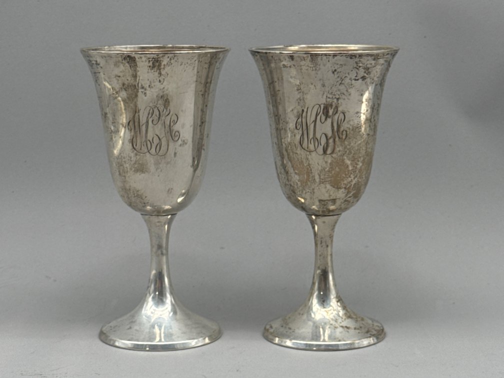 Engraved Sterling Silver Goblets (2)