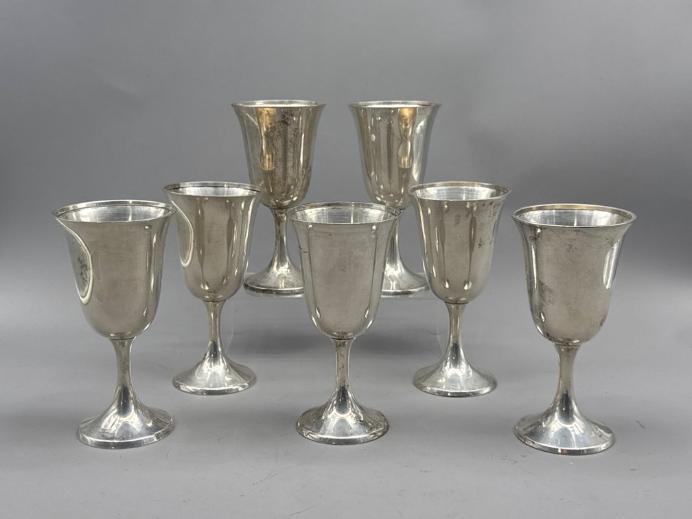 Set of 7 Sterling Silver Pedestal Goblets, Pattern 761