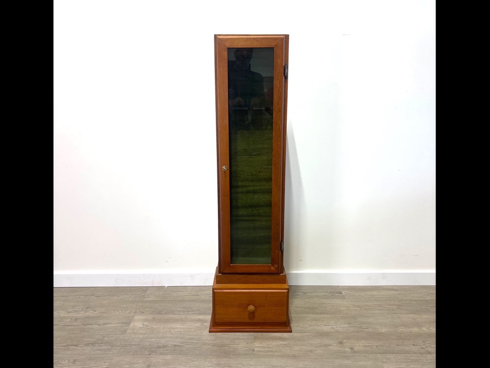 Wooden Gun Cabinet with Glass Door and Drawer