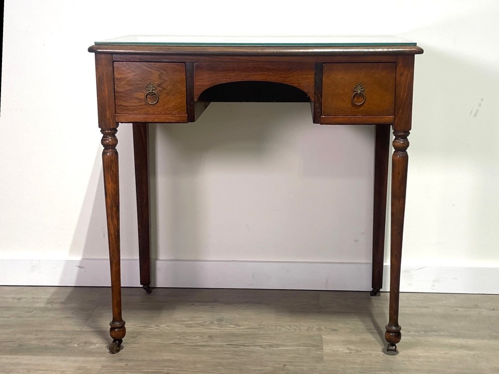 Georgian-Style Wooden Two-Drawer Writing Desk