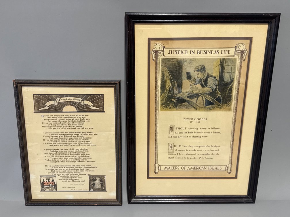 Framed Kipling "If" & Peter Cooper Prints