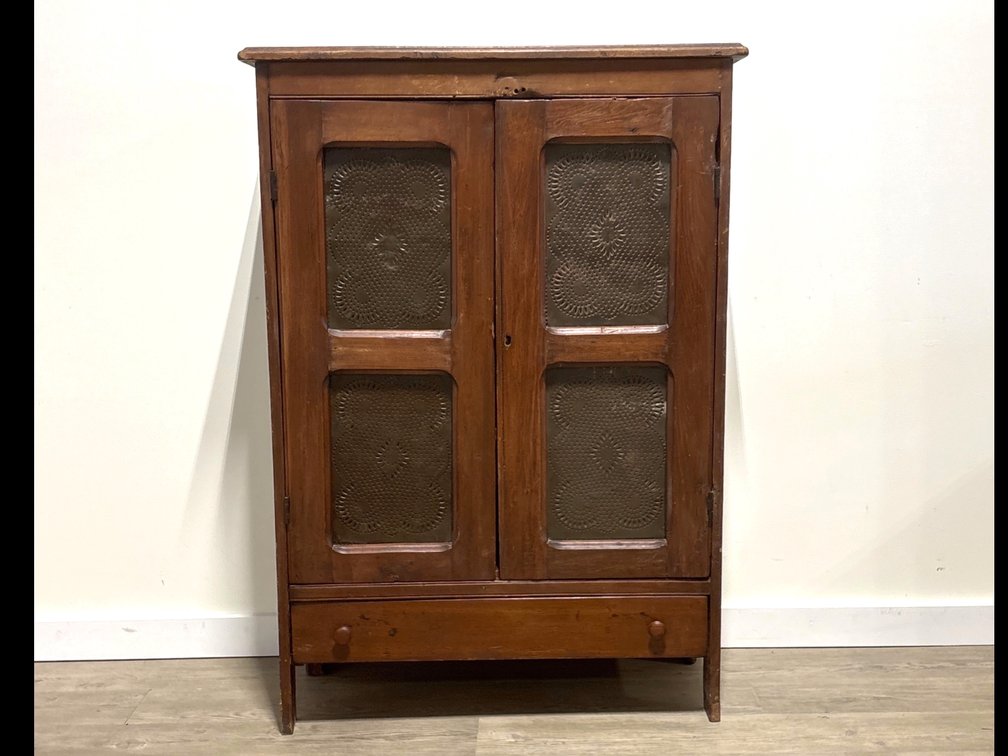 Punched Tin and Wood Pie Safe
