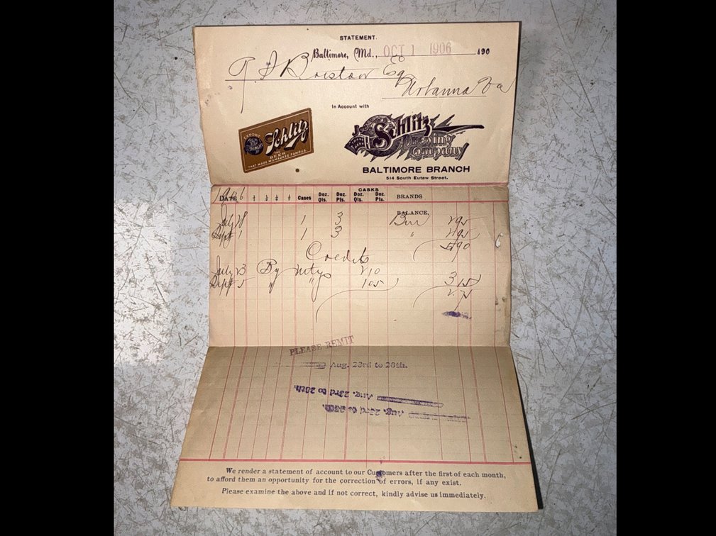 Jos. Schlitz Brewing Company Statement