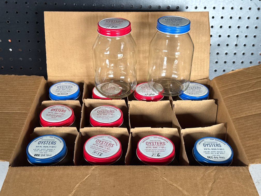 Glass Oyster Jars with Metal Lids