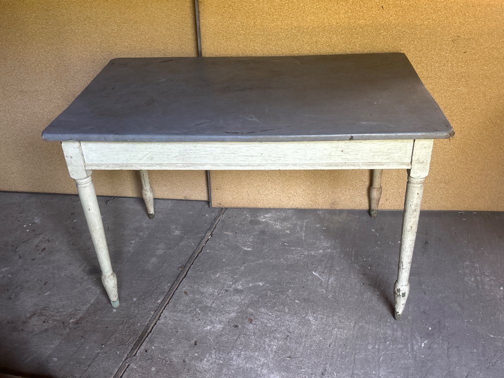 Wood Table with Metal Top