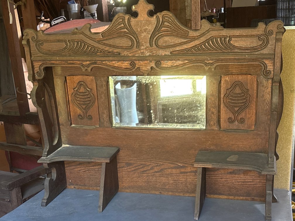 Carved Wood Mirrored Dresser Top