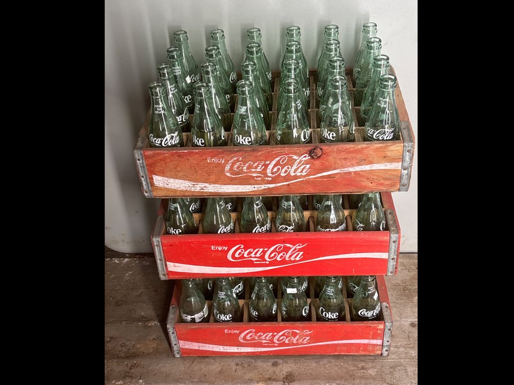 Coca-Cola Wooden Crates with Glass Bottles