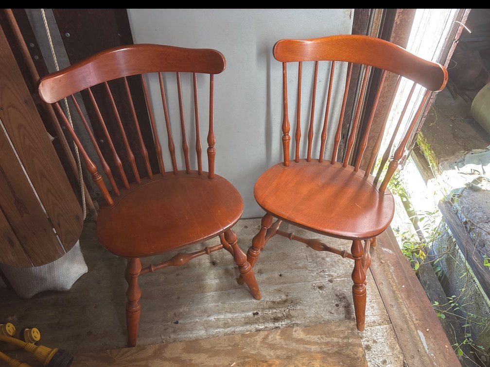 Nichols & Stone Spindle-Back Dining Chairs, Pair