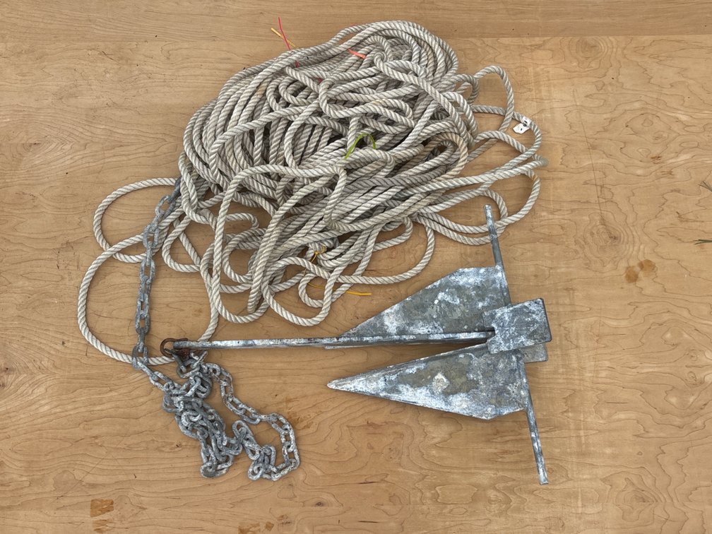 Galvanized Fluke Boat Anchor with Chain and Rope