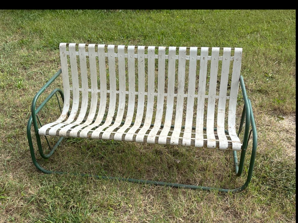 Metal Slat Patio Glider Bench