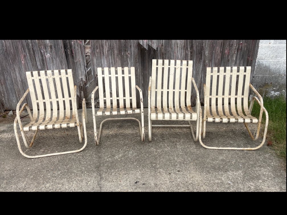 Metal Slat Patio Armchairs