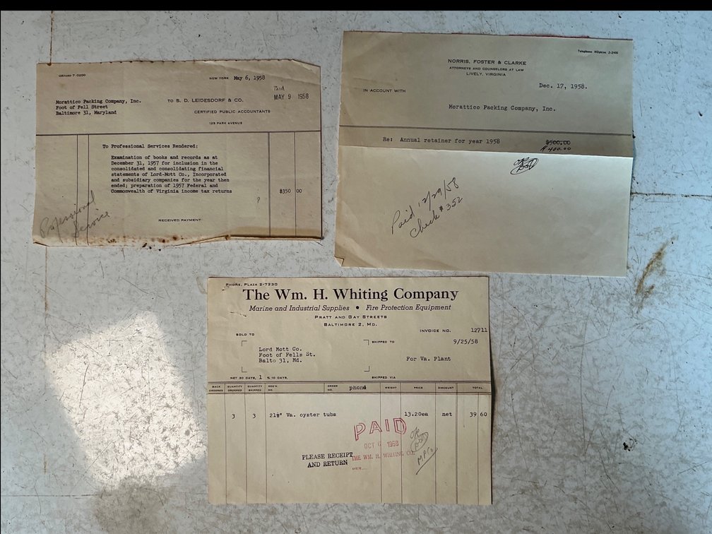 Morattico Packing Business Invoices and Receipts