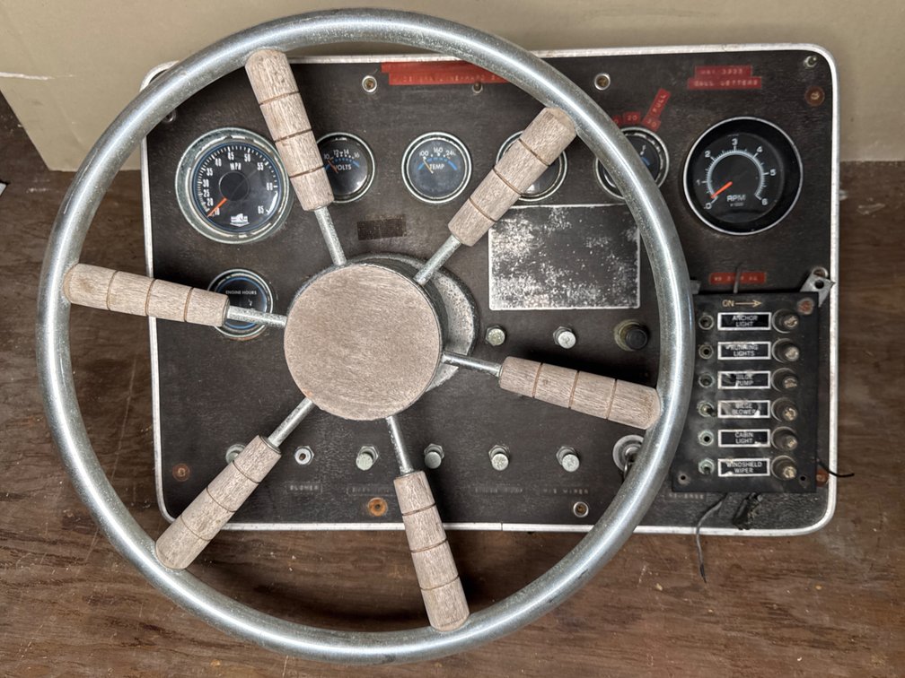 Teleflex Boat Dashboard Instrument Panel with Steering Wheel