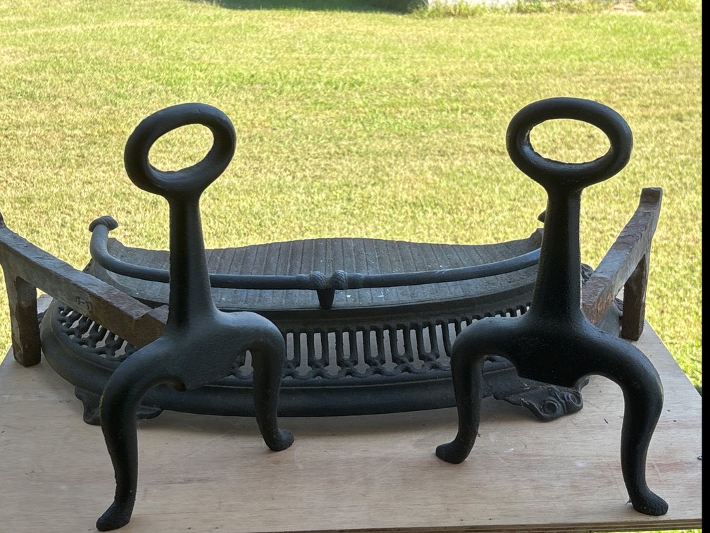 Cast Iron Fireplace Fender and Andirons