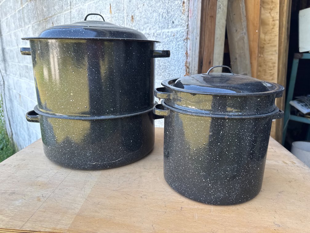 Enamelware Stock and Steamer Pots