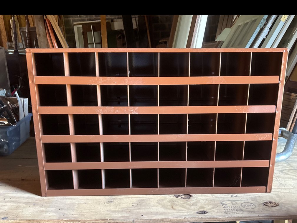 Brown Metal 40-Compartment Bolt Bin Organizer