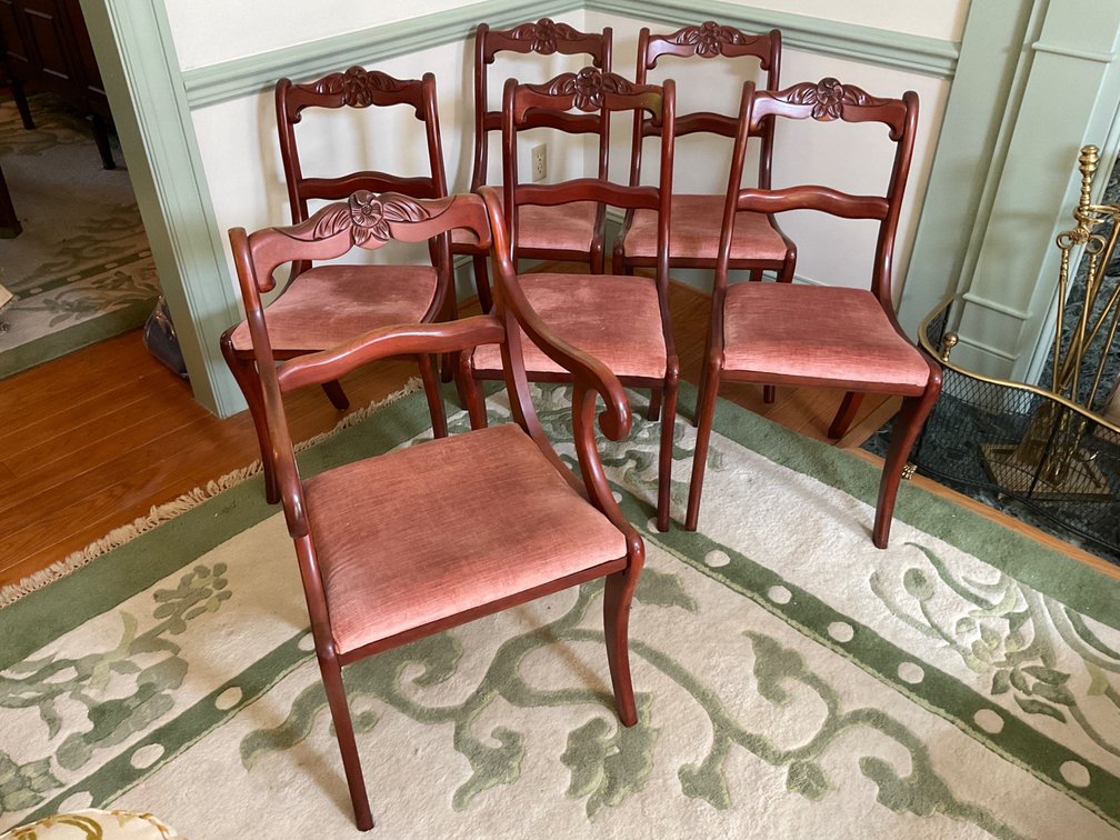 Set of Five Rose Back Mahogany Chairs