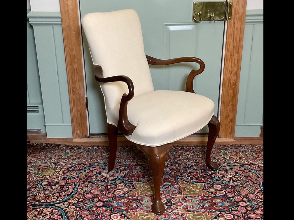 Queen Anne-Style Carved Mahogany Armchair