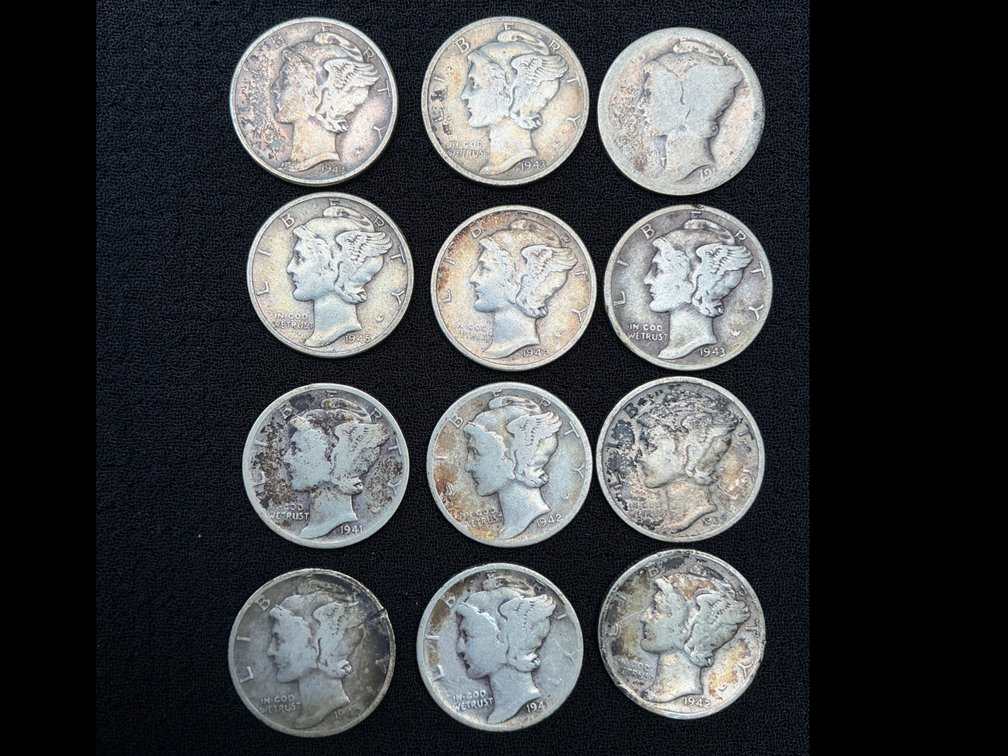 (12) Mercury Winged Liberty Head Dimes