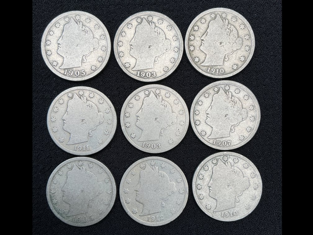 (9) Liberty Head V Nickels