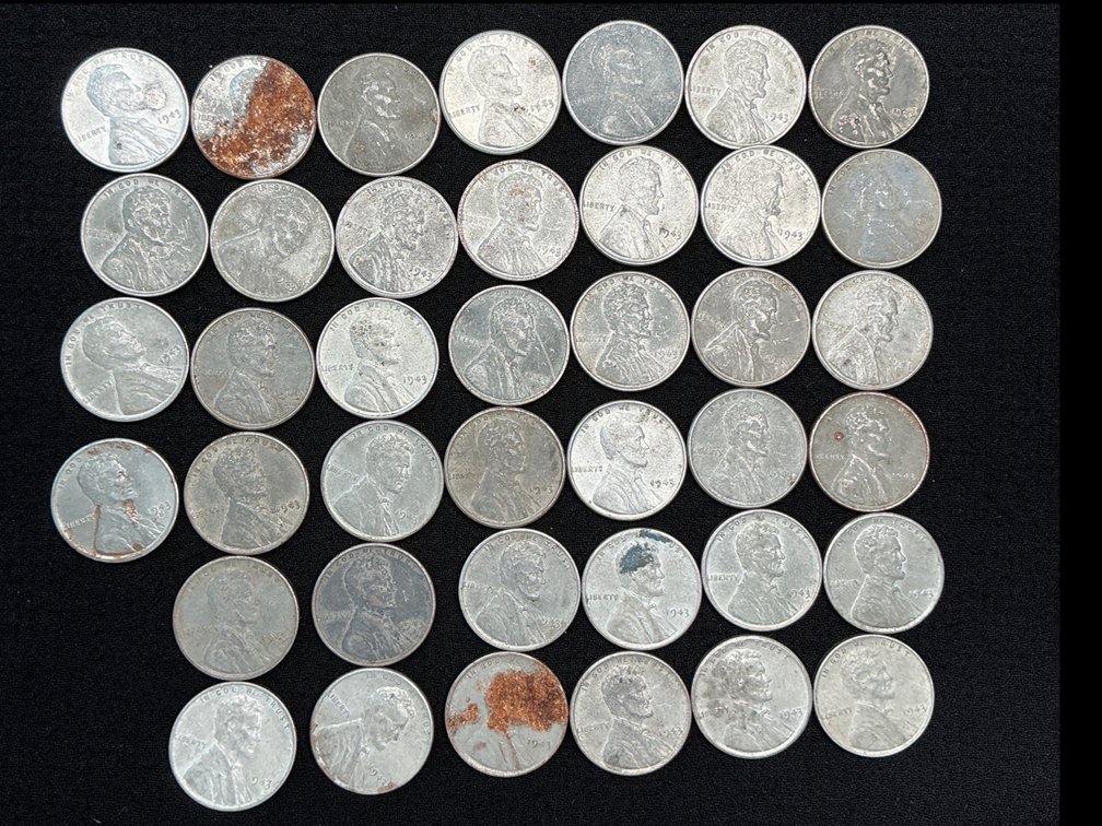 (40) 1943 Steel Cent Pennies