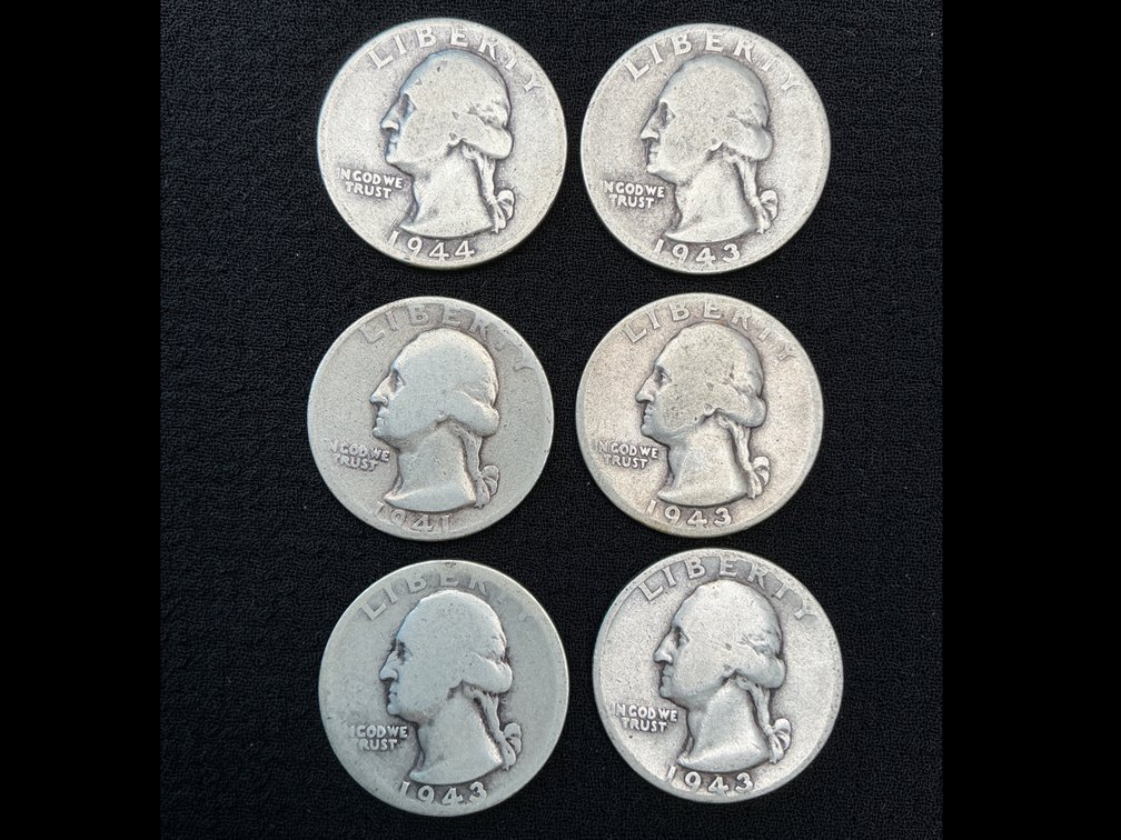 (6) Washington Silver Quarter Dollars