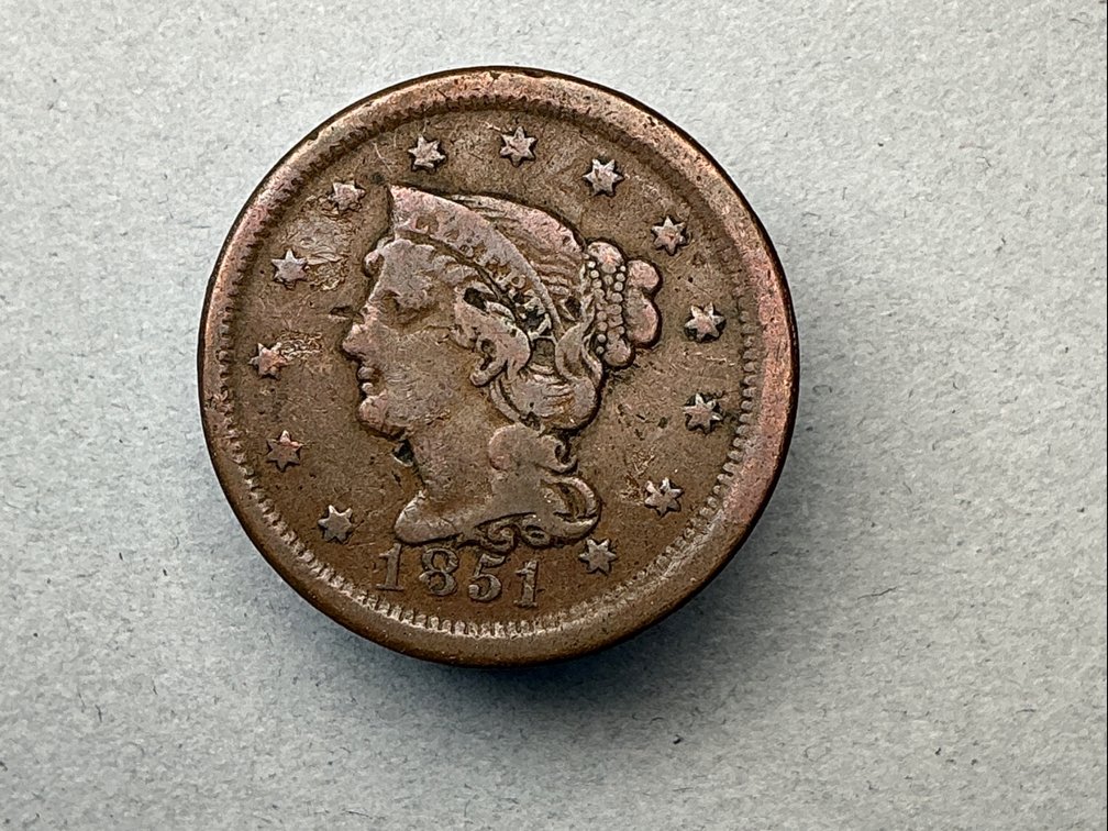 1851 Braided Hair Large Cent