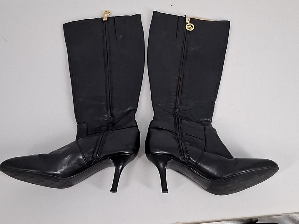 Ralph Lauren black high heel calf height boots