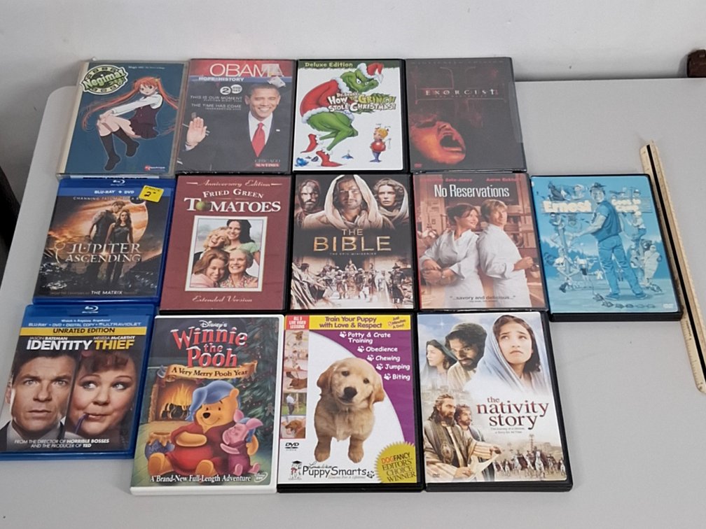 13 DVD or Blue Rays incl. The Grinch, The Bible